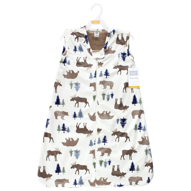 Saco de dormir de felpa de piel sintética unisex de Hudson Baby, manta portátil, alce y oso, de 0 a 6 meses, alce y oso, de 0 a 6 meses