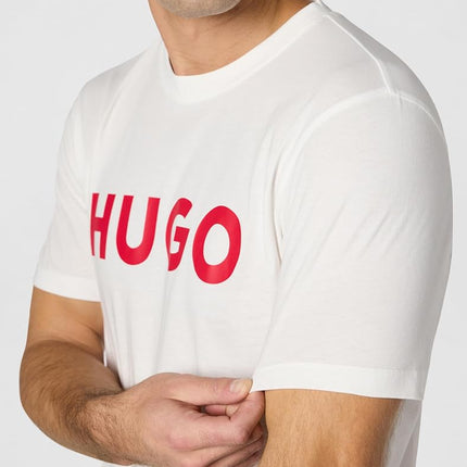 HUGO Boss Men's Print Logo Short Sleeve T-Shirt, White, XL