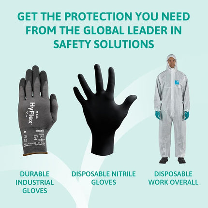 Ansell HyFlex 11-801 Professional Work Gloves, Abrasion Resistant Nitrile Coating with Firm Grip, Multipurpose Protection Gloves, Mechanical and Industrial Safety, Grey, Size XS (12 Pairs)
