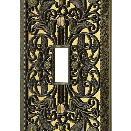Amerelle 65TAB Filigree Wallplate, 1 Toggle, Antiq