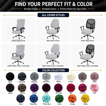 Stretchable Desk Office Chair Seat Covers with Armrest Covers - Universal Stretch Computer Chair Slipcover - Washable Rotating Backrest Coverings & Cushion Protectors for Dogs, Cats, Pets, Green