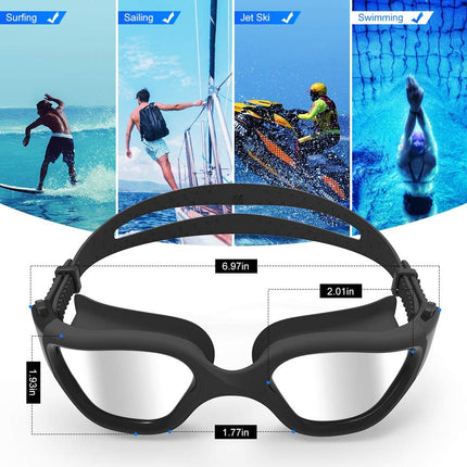 ZIONOR Lunettes de natation G1, Lunettes de Natation Polarisées Grand Angle avec Protection UV Étanches Anti-buée Verres Miroir/Fumée Sangle Réglable Confort pour Adultes Hommes Femmes Juniors - Nage en Eau Libre/Intérieur