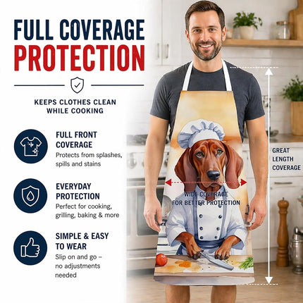 Caroline's Treasures Redbone Coonhound The Chef Apron Cooking Kitchen Server Baking Crafts Gardening for Adult Women Men, Unisex, Large, Multicolor