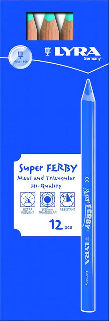 LYRA Super Ferby Giant Triangular Colored Pencil, Unlacquered, 6.25 Millimeter Lead Core, Light Blue, 1 Pencil (3710047)
