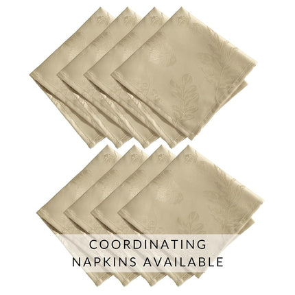 Elrene Home Fashions Elegant Woven Leaves Jacquard Damask Wrinkle Resistant Tablecloth, 60" x 120", Oblong, Taupe