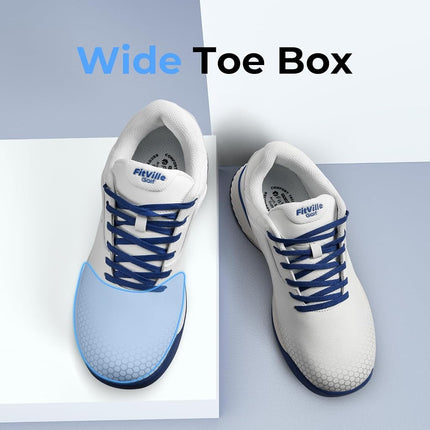FitVille Men's Golf Shoes Extra Wide White Blue