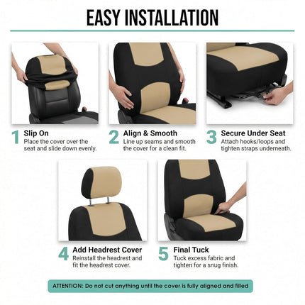 FH Group Flat Cloth Full Set Car Seat Covers Three Row 7 Seater - Universal Fit for Cars, Trucks & SUVs Gray