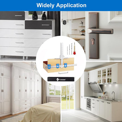 Metal Cabinet Hardware Jig, Punch Locator Drill Guide,Wood Drilling Dowelling Guide for Installation of Handles Knobs on Doors and Drawer, Cabinet Template Tool for Handles and Pulls