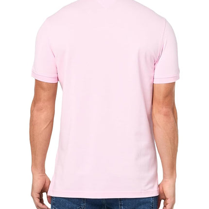 Tommy Hilfiger Men's Short Sleeve Polo Shirts in Slim Fit with Stretch and Organic Pique Cotton, Romantic Pink, XXL