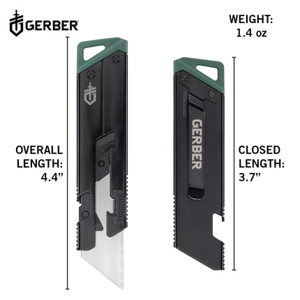 Cuchillo multiusos Gerber Gear EAB, se engancha al bolsillo o llavero con hoja de afeitar reemplazable para uso diario, equipo EDC con cúter retráctil, negro delgado