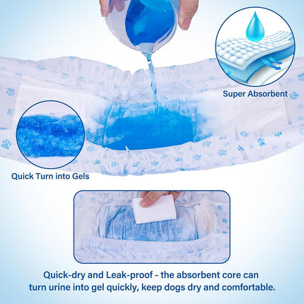 Pet Soft Disposable Male Dog Wraps - Dog Diapers for Male Dogs, Puppy Diapers 12pcs Large