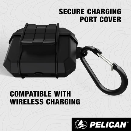 Pelican Marine Series - AirPods Pro 3 Case with Carabiner [Wireless Charging Compatible] [MIL-Grade Protection] IP68 Waterproof Heavy Duty Armor Case for AirPods Pro 3 - Black