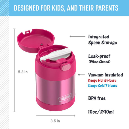Thermos F3100PK6 Funtainer 10 Ounce Food Jar, Stainless Steel, Pink