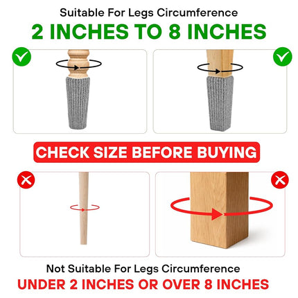 48 Pcs Grey Premium Chair Leg Socks Protectors for Hardwood Floors - Do not Easily Fall Off - Very Easy to Put on - Fits All Leg Shapes - High Elastic Bar Stool Leg Covers - Furniture Pads