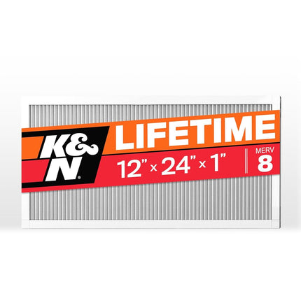 Filtre à air de fournaise CVC K&N 12X24X1, dure toute une vie, lavable, Merv 8, le dernier filtre CVC que vous achèterez, respirez en toute sécurité à la maison ou au bureau, HVC-8-11224