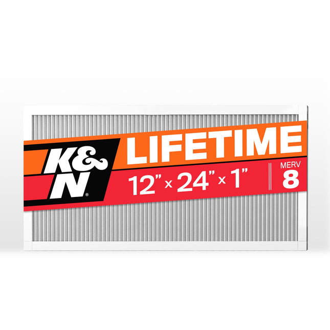 K&N 12X24X1 HVAC Furnace Air Filter, Lasts a Lifet