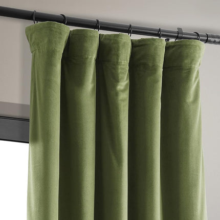 HPD Half Price Drapes Signature Velvet Thermal Blackout Curtains for Living Room 84 Inch Long (1 Panel) Rod Pocket Insulated Blackout Curtains for Bedroom Window Curtains, 50W x 84L, Basque Green