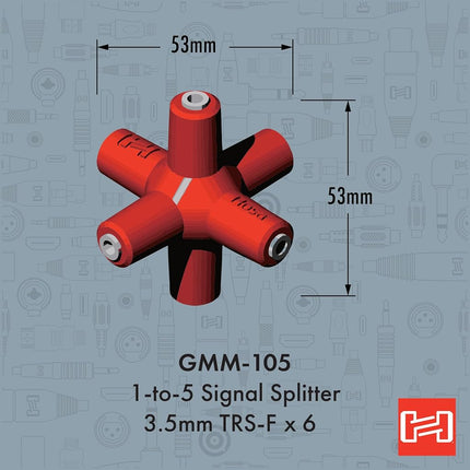Hosa GMM-105 3.5mm 1-to-5 Knucklebones Signal Splitter