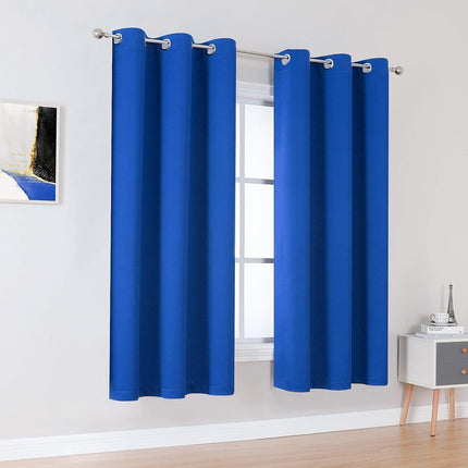 DUALIFE Royal Blue Blackout Curtain Panels/Curtains 114 cm Length for Boys Bedroom, 2 Panels, Thermal Insulated, Solid Curtains with Eyelet for Living Room, 96 cm W x 114 cm L