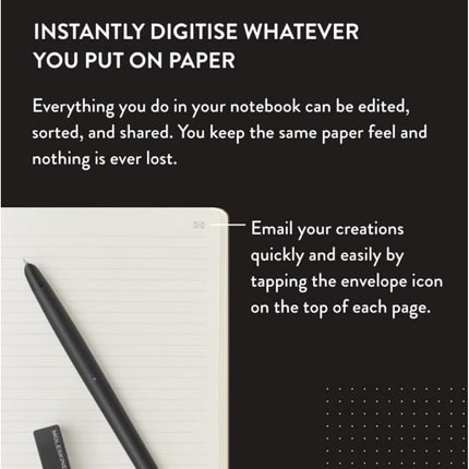 Moleskine Smart Writing Set, Smart Notebook With Smart Pen Included, Moleskine Smart Notebook, Digital Notebook With Lined Pages, Large, 13x21 cm, Black