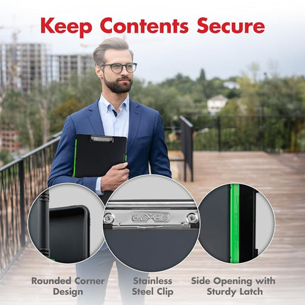 Dexas Storage Clipboard, Legal Size, Gray with Green Clip, 15.5" x 10.5" x 1"