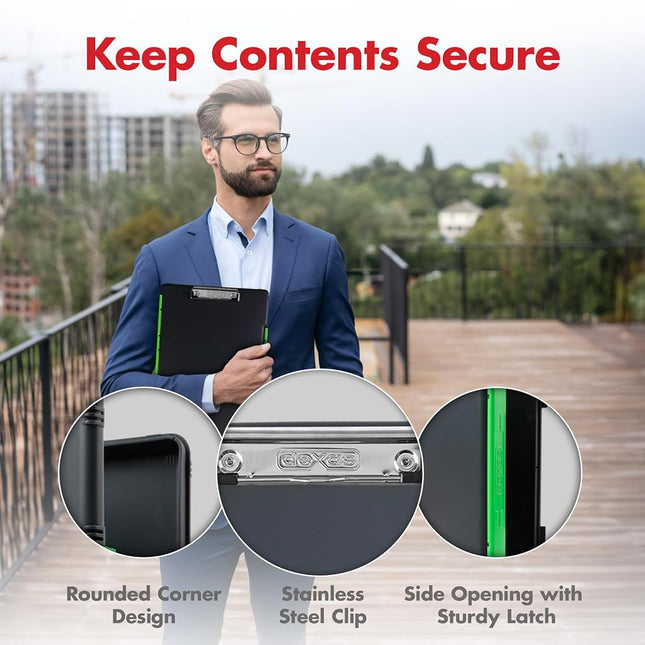 Dexas Storage Clipboard, Legal Size, Gray with Green Clip, 15.5" x 10.5" x 1"