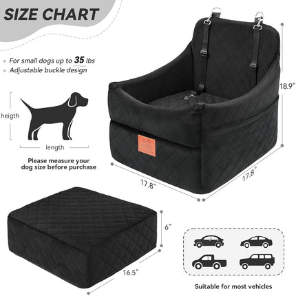 GL GLENSLAVE Siège Auto pour Chien pour Petits/Moyens Chiens, Siège Auto pour Chien avec Rembourrage Épais pour Moins de 16 kg, Siège Auto Amovible et Lavable pour Animaux de Compagnie (Noir)
