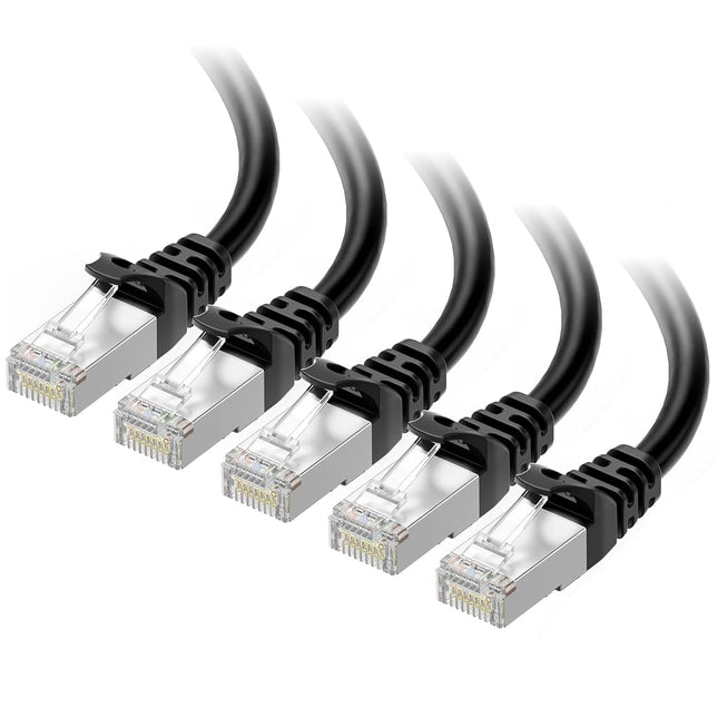 Cable Matters 5 Pack, Cat6a Snagless Shielded (SSTP/SFTP) Ethernet Patch Cable in Black 7 Feet