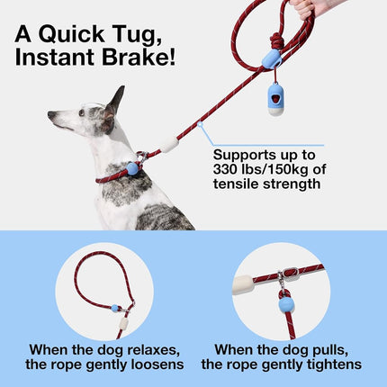 VETRESKA Hands-Free Dog Lead, 8FT Adjustable Rope Lead with Bag Dispenser
