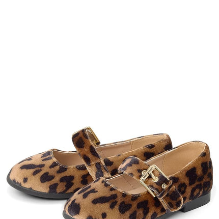 The Children's Place Baby-Girl's Toddler Closed Toe Ballet Flats, Leopard, 8 Toddler