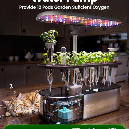 LetPot LPH-SE Hydroponics Growing System, 12 Pods Smart Herb Garden Kit Indoor, Indoor Garden, APP & WiFi Controlled, with 24W Growing LED, 5.5L Water Tank, Pump System, Automatic Timer