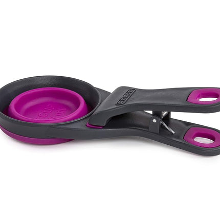 Dexas Pets Collapsible KlipScoop Collapsible Dry Dog Food Scoop and Dog Food Bag Clip, 1/2 Cup Capacity, Fuchsia (PW6504322405)