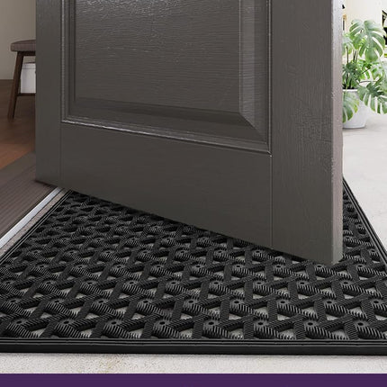 DEXI Front Door Mat, Non Slip Doormat Outside, 60 x 90 cm, Black