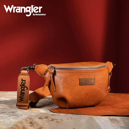 Wrangler Fanny Packs for Women Waist Bag Travel Belt Bags Crossbody Sling Bag for Women, Light Brown WG82-194LBR