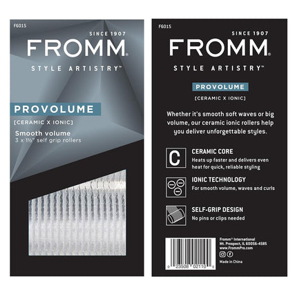 Fromm ProVolume 1.5" Self-Grip Ceramic Ionic Thermal Hair Rollers, 3 Count Salon Quality Hair Curlers for Short, Medium and Long Hair