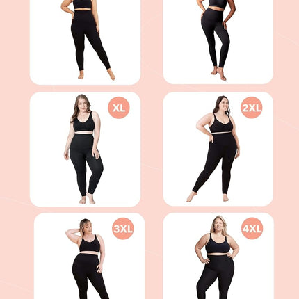 SHAPERMINT High Waisted Tummy Control Compression Leggings for Women - Petite to Plus Size Womens Leggings Non See Through, Black, Large