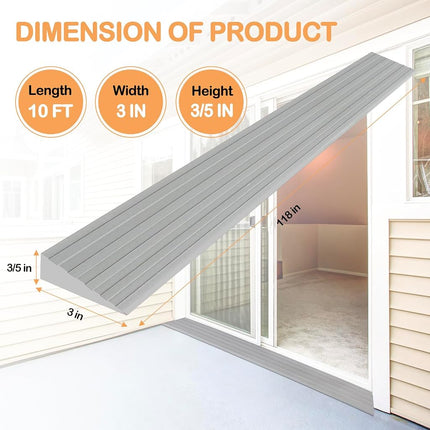 Threshold Ramps for Doorways Self-Adhesive Rubber Ramps for Door Threshold Rubber Door Threshold Ramp for Wheelchair Stroller Scooter Reducer Ramp (Gray, 3” Wide x 10' Long)