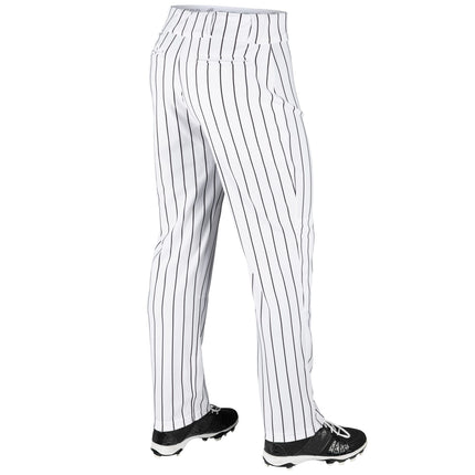 CHAMPRO Triple Crown Open-Bottom Loose-Fit Youth Baseball Pants with Knit-in Pinstripes White,Black