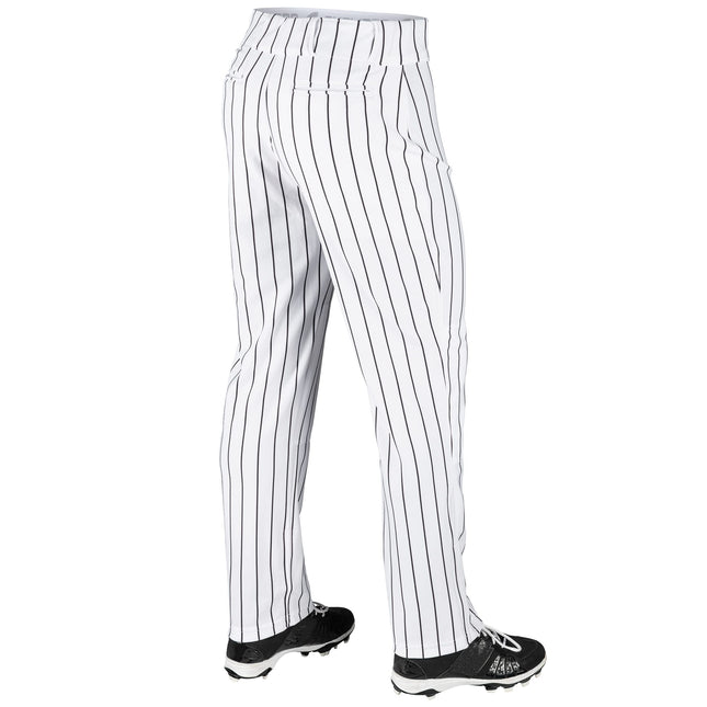 CHAMPRO Triple Crown Open-Bottom Loose-Fit Youth Baseball Pants with Knit-in Pinstripes White,Black