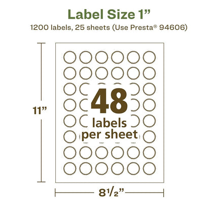 Avery EcoFriendly Matte White Recycled Starburst Labels, 1", Print-to-The-Edge, Matte White Labels, Permanent Adhesive, Laser/Inkjet Printable, 1,200 Total