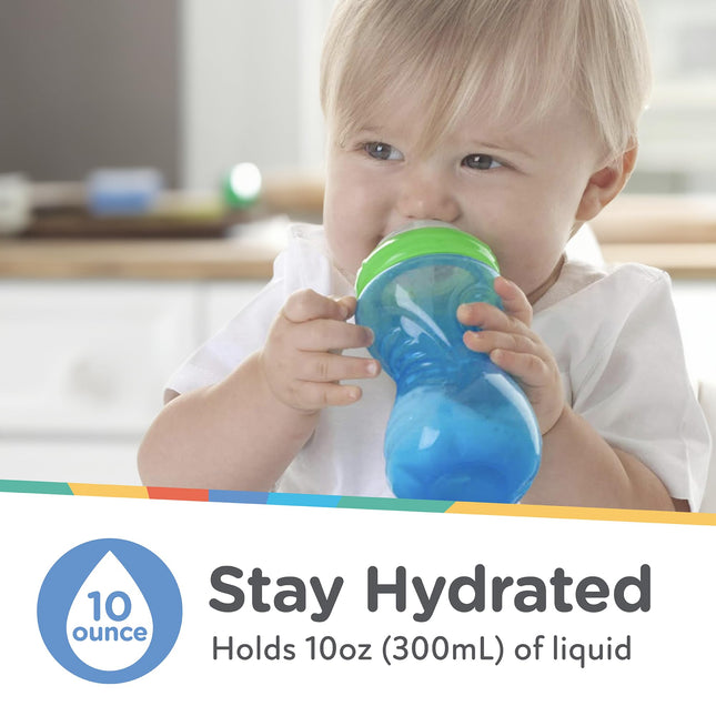 Nuby Vaso Entrenador Clik-It de boquilla suave antiderrame con agarre fácil para niños - 3 unidades (paquete de 1) 295 ml - 6+ meses