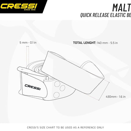 CRESSI Unisex Adult Quick Release Elastic Belt With Metal Buckle Underwater Weight Belt - Yellow/Silver, 140 cm