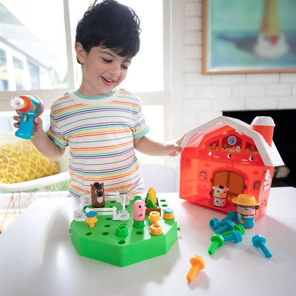 Learning Resources Design & Drill Bolt Buddies Barn, Farm Toy Playset with Farmer, STEM Construction Toys for Preschoolers, Construction Toy Gift for 3+ Boys and Girls, Kids Gift Ages 3 4 5+