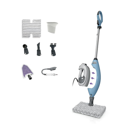 Limpiadora a vapor Shark Lift-Away con vaporizador de mano desmontable para suelos duros sellados, azulejos, lechada, hornos, encimeras, ventanas, baños, tapicería, incluye 5 herramientas versátiles, azul, S3972BRN