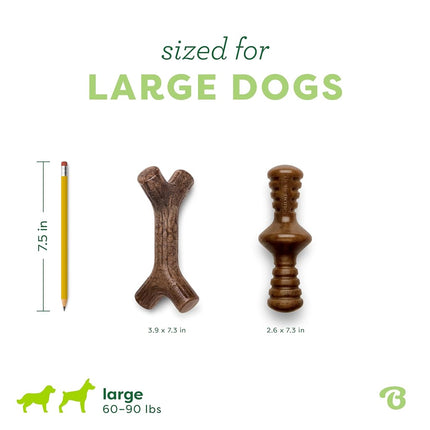 Benebone 2-Pack Maplestick/Zaggler Durable Dog Chew Toys, Dog Bones, Large