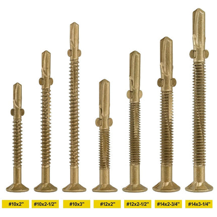 FMhotu #14 x 3-1/4" Trailer Deck Screws, Self-Tapping Sheet Wood Metal Screw, 161Pcs T25 Star Bits Reamer Tek Screws for Trailers, for Attaching Wood to Steel