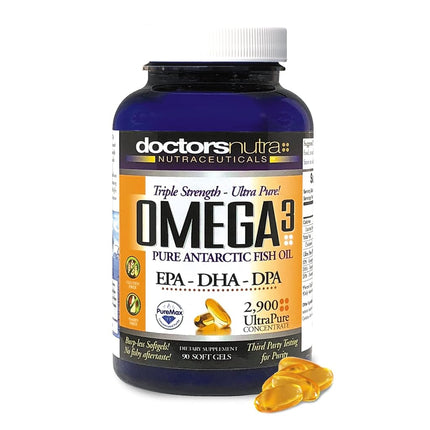 Doctors Nutra Nutracéuticos Omega 3 DPA Aceite de Pescado 2.900 Miligramos Triple Concentración Ultra Puro Concentrado, EPA-DPA-DHA, Cápsulas Blandas - 30 Porciones