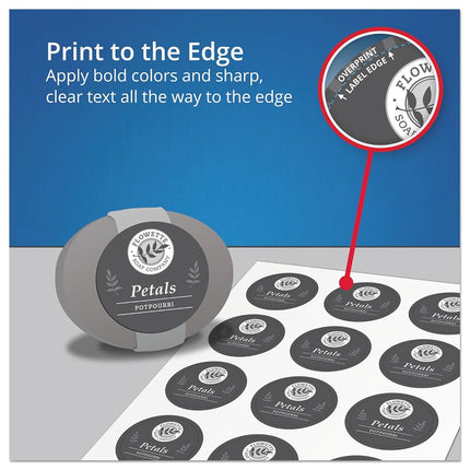 Avery 2" Glossy White Round Labels, Sure Feed, Full Bleed -Print to The Edge, 120 Thank You Labels (22807)