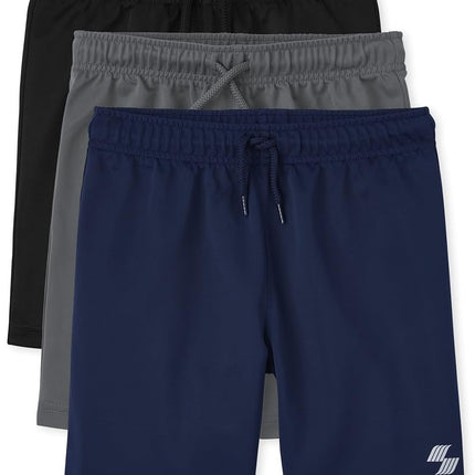 The Children's Place Short de basket pour garçons, noir/noir glacé/bleu océan - lot de 3, taille XX-Large