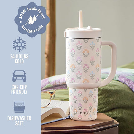 Ello Oasis 30oz Stainless Steel Water Bottle - Flower Quilt